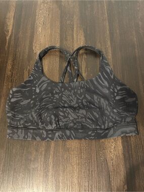 lululemon athletica Black Charcoal Pattern Strappy Sports Bra